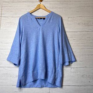 Lands End Tunic Womens SZ Small Light Blue Linen Blend Lagenlook Pockets Travel